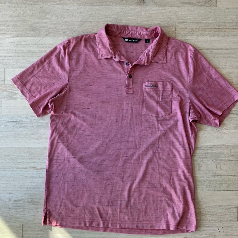 Travis Mathew Polo Shirt Mens XL extra large  Pink Short Sleeve pocket ‎